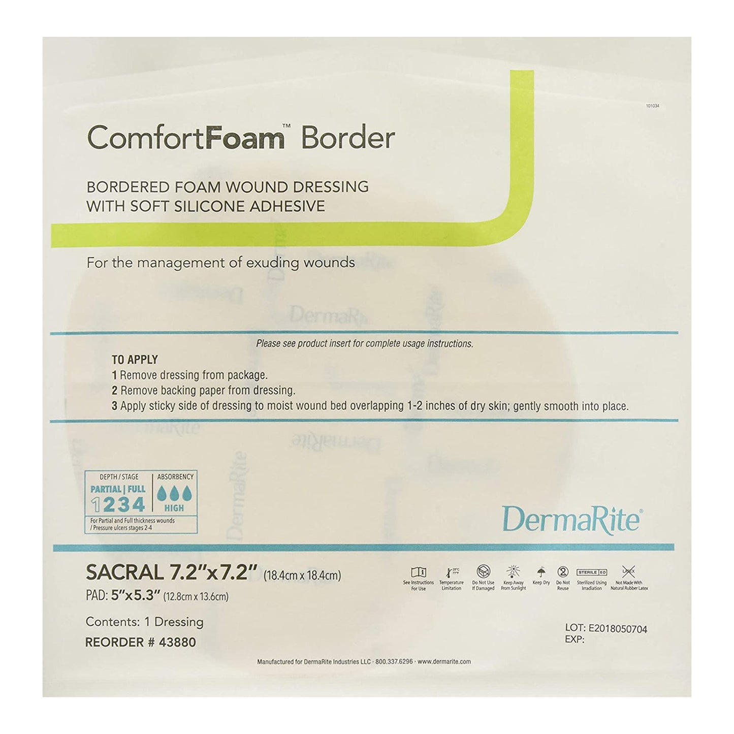 ComfortFoam™ Border Silicone Adhesive with Border Silicone Foam Dressing, 7-1/5 x 7-1/5 Inch Sacral