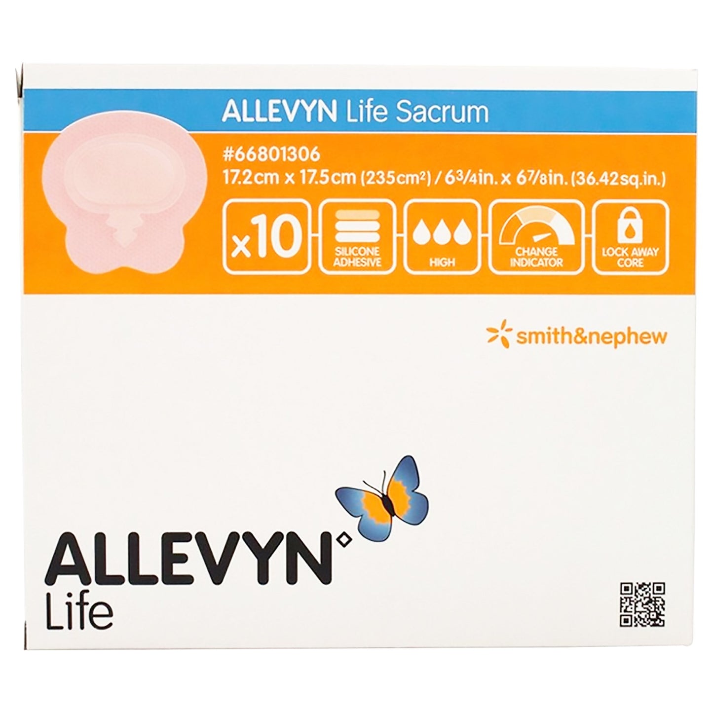 Allevyn Life Silicone Adhesive with Border Silicone Foam Dressing, 6-3/4 x 6-7/8 Inch