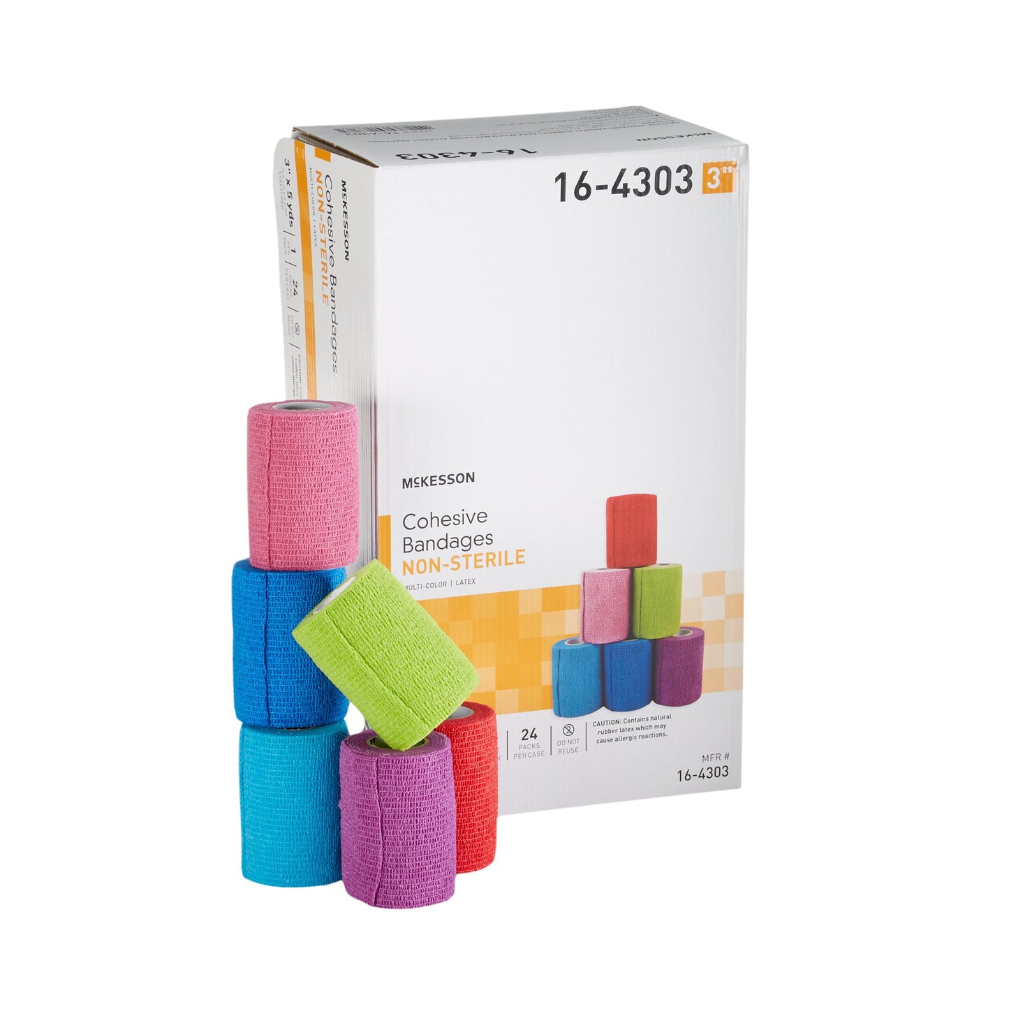 McKesson Self-adherent Closure Cohesive Bandage, 3 Inch x 5 Yard Multi Colors