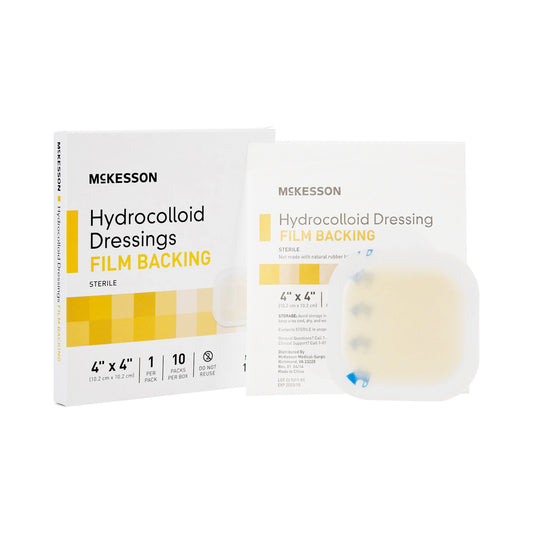 McKesson Hydrocolloid Dressing, 4 x 4 Inch Waterproof Film Backing