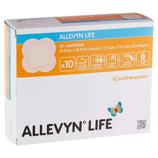 Allevyn Life Silicone Adhesive with Border Silicone Foam Dressing, 5¾ x 5¾ Inch