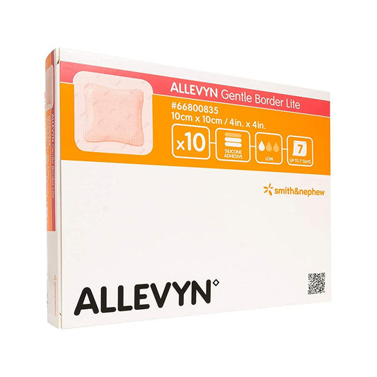 Allevyn™ Gentle Border Lite Silicone Gel Adhesive with Border Thin Silicone Foam Dressing, 4 x 4 Inch