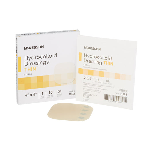 McKesson Hydrocolloid Dressing, 4 x 4 Inch Film Backing